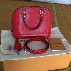 Louis Vuitton Alma Bb EPI Coquelicot Shoulder Bag